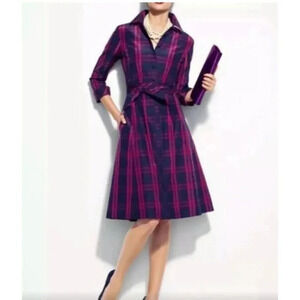 Talbots Womens Plaid Tie Waist Polo Dress Multicolored Sz 12